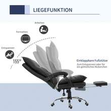Vinsetto Office Chair Ergonomic Desk Chair With Armrests Black | Footrest, Height-Adjustable Swivel Chair In Faux Leather, Padded Computer Chair - Black - View 5