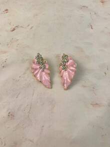 ZR 1 Pair Enamel Leaf Rhinestone Elegant Dangle Earrings, Women's Daily Party Wedding Fashion Jewelry - Enamel Leaf Earrings - View 15