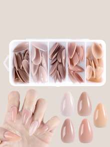 HOTWAY 120 Piece Box Set Full Sticker Fake Nail Tips - Mid Almond And Long Coffin Trapezoid Wearing False Nails, Nude Matte And Glossy Nail Patches, Made Of Acrylic Material, Available In 12 Sizes, Perfect For Nail Art And DIY Home Nail Products - Multicolor - View 6
