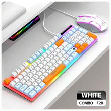 RAIKU Set Keyboard dan Mouse Gaming T28 Berkabel dengan Lampu Latar Tiga Warna dan Nuansa Mekanik, Keyboard Berkabel 98 Tombol dengan Lampu Latar, Mouse Gaming 3 Tombol - View 15