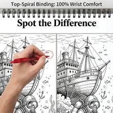 Hard-Level Find The Difference Activity Book A4 Size Top Spiral Binding Single-Sided Printing 21 Sheets Thick Paper Extreme Visual Search Cognitive Training Stress Relief Mindfulness Relaxation Suitable For Adults Elderly Puzzle Lovers Birthday Gift - A4 - View 4