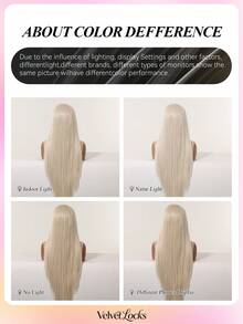 Topshe [Velvet Locks] Peruca Frontal de Renda HD 13x4, Linha de Cabelo Invisível Realista, Cabelo Liso de 32 Polegadas, Múltiplas Cores - Fibra Sintética Resistente ao Calor, Ondas Naturais Pré-Arrancadas, Peruca Feminina de Comprimento de Ombro, Adequada para Festa, Férias, Peruca Frontal de Renda Multifuncional Sem Cola - Multicolorido - Visão 9