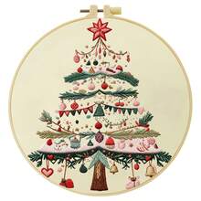 1件 20*20cm/7.9*7.9in 聖誕樹刺繡套件，DIY手工刺繡組，適合成人初學者，居家裝飾禮物，女性縫紉禮物，包含使用說明書、印花布料、刺繡框、針與線 - 聖誕樹 - 查看 16