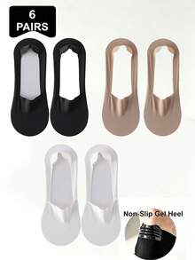 1/3/6/12 Pairs Men's Solid Color Breathable Soft Nylon Low-Cut Invisible Socks With Anti-Slip Gel Heel, Suitable For Sports Or Daily Wear - Multicolor - View 20