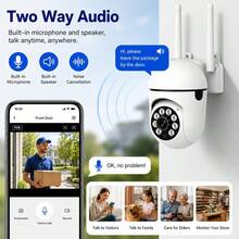 1pc Outdoor Wireless Security Camera, 360° Omnidirectional Monitoring, AI Human Detection, Color Night Vision, 355° Horizontal Rotation & 90° Vertical Tilt - White - View 4