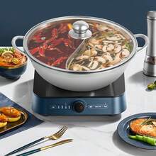 GDAE10 28cm Edelstahl Hot Pot, Dual Shabu, Küche Hot Pot Kochen Suppe Divider Shabu Topf Kochgeschirr aus Edelstahl, für Induktionsherde Gasherde und Backöfen a nice gift for friend - Übersicht 5