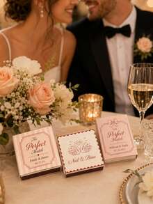Custom Wedding Matchbox, Personalized Wedding Matchbox, Custom Luxury Matchbox, Customizable With Your Logo Or Artwork, Bridal Shower And Bachelorette Party, Perfect Match Letter Pattern, High-End Wedding Favors And Engagement Keepsakes (Matches Not Included) - Multicolor - View 4