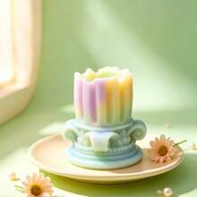 1pc Embossed Roman Candlestick Silicone Mold, DIY Handmade Candle Aromatherapy Plaster Silicone Mold - White - View 5