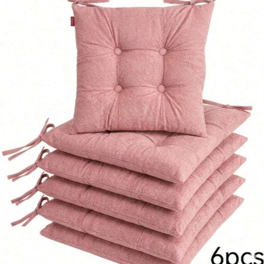 1/4/6pcs Soft Chair Cushion Set, Plush Filled Seat Pads, Enhanced Comfort - Pink - View 1