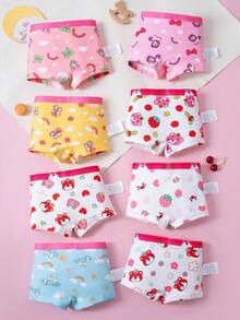 8pcs/Set Girls' Cute Bow, Cartoon Animal, Pony, Bear, Rainbow Print Breathable Briefs Underwear Set - Multicolor - View 2