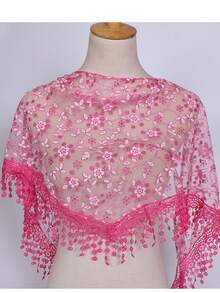 1pc Summer Beach New Jazz Dance Street Dance Waist Chain Hip Scarf Accessory, Sequin Triangle Scarf Tassel Waist Belt, Multi-Functional Waist Wrap - Hot Pink - View 9