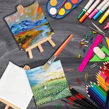 Mini Canvas And Easel Set, Mini Canvas Board, Mini Wooden Easel, Suitable For Painting, Oil Painting And DIY Graffiti, Christmas Gift - White - View 4