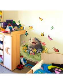 1PC Animal Butterfly Wall Sticker, Self-Adhesive Removable, Natural Pastoral Style Living Room Bedroom Background Wall Decor, Creative Wall Decal Arrangement - Animals Butterfly - View 2