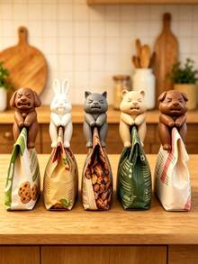 Creative 3D Animal Squad Snack Sealing Clips, Multiple Cute Puppy Rabbit Grey Cat Bear 3D Sealing Clips, Food Packaging Bag Moisture-Proof Fresh-Keeping Clips, Kitchen Snack Bag Sealing Cute Home Daily Small Gifts - Multicolor - View 9