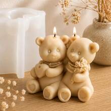 2PCS Bear Candle Mold Cute Teddy Bear Couple Silicone Mold For DIY Scented Candle Plaster Soap Making Wedding Favor Valentine Gift Home Decoration - Bear Mold - View 5