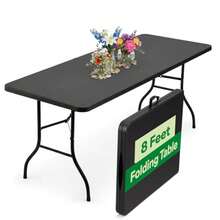 Folding Table With Handle Heavy-Duty Foldable Table Portable Table For Indoor And Outdoor Use Perfect For Events, Camping, Parties, Dining And More - Black - View 9