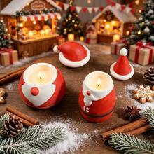 2pcs Big Beard Santa Claus Candle Cup Silicone Mold, 2 Styles Available, Hat Santa Claus Jar Plaster Resin Epoxy Mold, Christmas Decoration Ornament Making, Storage Container Making, Perfect For Handmade Crafts, Reusable - Santa Claus Storage Jar Mold - View 6