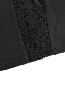Women's Spring/Autumn Black Pure Desire Style Lace V-Neck Bow Tie Long Sleeve Top With Ruffle Bell Sleeves, Slim Fit Flattering Cardigan - Black - View 11