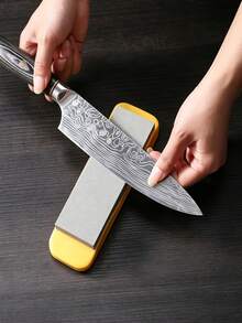 Vigour Summer 2pcs (Whetstone + Non-Slip Base) High Hardness Double-Sided Whetstone With Non-Slip Base, Multi-Functional Small Sandstone For Home Kitchen Knife Sharpening, Suitable For Housewives, Outdoor Camping Enthusiasts, Auto Repair Technicians, Craftsmen, Applicable To Home Kitchen, Outdoor Camping, Auto Repair, Craft Workshop, Industrial Processing, Quickly Sharpen And Repair Knives, Easy To Maintain And Wear-Resistant Sharpening Tool, Knife, Scissors, Plane Sharpening Device - A - View 5
