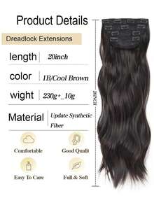 Syntehtic Long Body Wave Clips In Hair Extenstion Protain High Temperature Synthetic Hair Extensions 4Pcs/Lot Black Cool Brown Long Wavy Thick Clip-In Wig Pieces - Multicolor - View 3