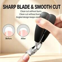 New Diagonal Design Large Opening Nail Clipper, 45° Ergonomic Toenail Clipper, Heavy Duty Stainless Steel Nail Clipper, Suitable For Elderly And Thick Hard Ingrown Nails - Multicolor - View 3