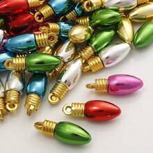 10/20pcs Vintage Metallic Color Christmas Light Bulb Pendants, Holiday Mini Lantern Beads, Suitable For Christmas Tree Decoration, Garland Beads, DIY Jewelry, Home Decor - Light Bulb - View 5