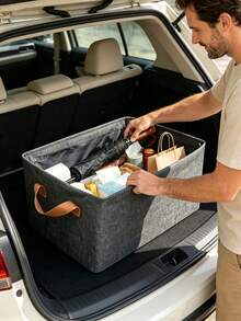 Car Trunk Organizer Storage Box, Foldable Fabric Storage Bin With Handle, Multi-Function Container, Suitable For Car Back Seat, Home Closet, Bedroom Organization - Multicolor - View 9