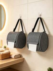 1pc Portable Foldable Toilet Paper Holder With Adjustable Strap, Cat-Proof Honeycomb Tissue Dispenser, Large Capacity Storage Rack, Fabric Finish, Suitable For Camping, Home And Office, Camping Toilet Paper Holder, Camping Essentials, Wall-Mounted Storage - Multicolor - View 7