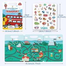 Reusable Jelly Sticker Book With Car, Bus And Other Transportation Themes, Includes 35 Waterproof Transportation Stickers, Early Education Transportation System Cognition For Toddlers - Red and White - View 7