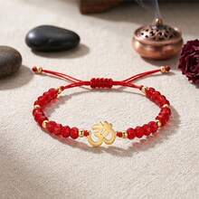 ZIRUISP 1pc Om Charm Bracelet Women Men, Crystal Beaded Adjustable Braided Rope Wristband, Boho Spiritual Jewelry, Yoga Meditation Accessory, Protection Gift - Yoga Bracelet - View 1