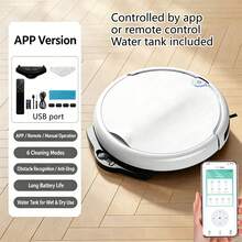 Robot Vakum dan Pel 3-in-1, Pembersih Lantai Otomatis dengan Kontrol Aplikasi & Jarak Jauh, 6 Mode, Pengenalan Rintangan & Anti-Jatuh, Dapat Diisi Ulang, Waktu Siaga Lama, Tangki Air Mendukung Penggunaan Kering & Basah, Cocok untuk Lantai Keras di Rumah, Kapasitas Baterai 2000mAh - karang putih - View 11