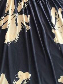 女士花卉拼接无肩带抹胸连衣裙，夏季沙滩罩衫黑色度假优雅款 - 黑色 - 查看 9
