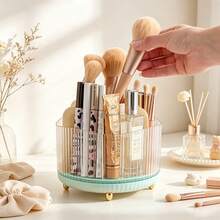 Tempat Kuas Makeup Berputar 360° dengan Penutup Debu, Kotak Penyimpanan Kosmetik Meja Multi-Kompartemen yang Dapat Dilepas, Tempat Pena Multifungsi Tahan Debu dan Lembap, Tempat Lipstik, Pensil Alis, Tempat Penyimpanan Perlengkapan Rias - MultiWarna - View 8