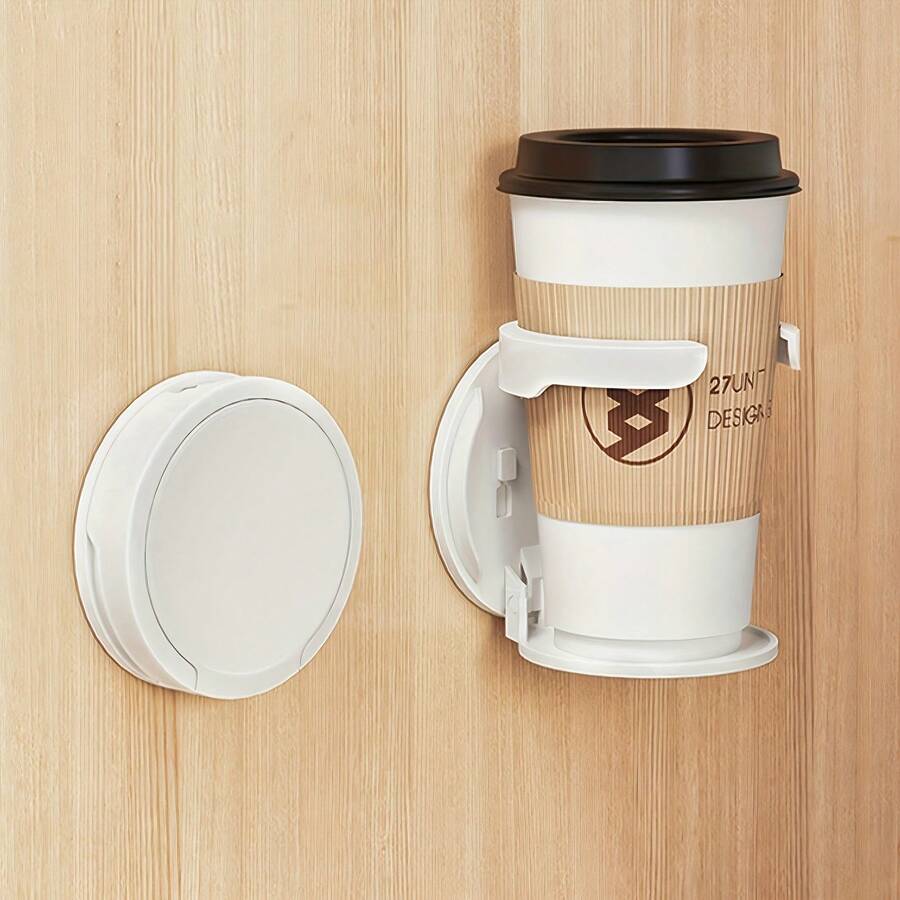 1pc White ABS Plastic Folding Cup Holder | Adjustable Arm Design, Detachable And Easy To Clean, Suitable For Home/Office/Dorm/Boat/RV