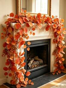 12/6/1pc Artificial Autumn Eucalyptus Leaf Vine, Suitable For Home Decor, Bedroom Living Room Decor, Table Centerpiece Decor, Wall Decor, Yard Garden Door Decor, Fireplace Decor, Party Decor, Autumn Decor - Multicolor - View 1