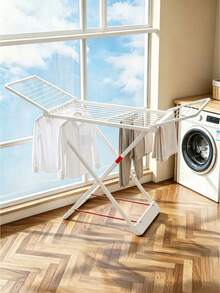 Extra-Large Capacity Clothes Drying Rack, Vertical And Foldable For Space Saving, Suitable For Balconies And Laundry Rooms With Foldable Side Wings, Sturdy And Durable; Foldable Clothes Horse, Movable Drying Rack And Clothes Hanging Rod - Multicolor - View 8
