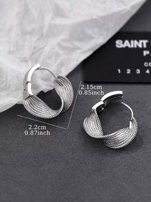 1 Pair Geometric Fashion Mobius Loop Earrings Suitable For Women's Daily Casual Wear - Silver - View 4