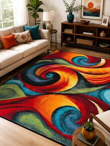 1pc Geometric Pattern Rug, Black White Grey Printed Polyester Rectangle Easy-Care Washable Area Rug For Living Room, Hallway, Bedside, Living Room, Bedroom, Office, Kitchen, Farmhouse Home Decor - Multicolor - View 8