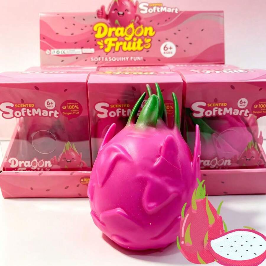 Extra Large Dragon Fruit Squishy Slow Rising Stress Relief Toy Realistic Fruit Squeeze Toy - Multicolor - View 1