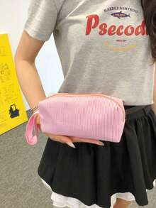 Dedoo 大容量學生背包，大學校園使用，3件組，可水洗布料，蝴蝶結裝飾多拉鍊口袋，輕量收納，無吊飾 - 粉色 - 查看 7