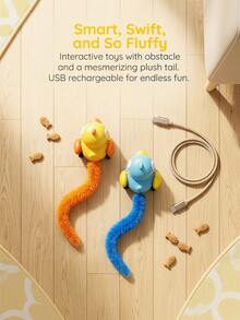 1pc Mobile Bird Shaped Cat Teasing Toy Long Furry Tail Clockwork Interactive Cat Toy Stimulate Hunting Instinct, Self-Entertainment Boredom Relief Pet Toy For Kittens & Adult Cats No Batteries Required - View 6