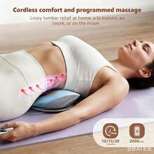Wireless Lumbar Spine Physiotherapy Device, Multi‑Mode Traction, Microcurrent, Vibration And Warm Compress, For Sedentary Adults, Usable On Sofa, Chair And Yoga Mat, Practical Present For Gifting Occasions - Beige - View 7