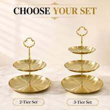 1pc European Style Afternoon Tea Dessert Plate, Multi-Layer Stainless Steel Cupcake Stand, Dessert Tray, Decorative Cake Plate, Cake Pastry Display Rack, Suitable For Christmas, Wedding, Birthday, Baby Shower, Afternoon Tea Decoration Plate, Sunflower Handle Dessert Stand - View 9