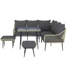 Six-Piece Rattan Strong Garden Sofa Set - Brown/Grey - T0001-01-7798 - View 11