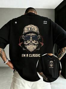 The Classic American Illustrated Cotton T-Shirt With Retro Text Is An Ideal Choice For  Leisure Fitness Sports. - Black - View 1