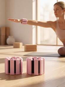 1 Pair 1lb/450g Silicone Weighted Wristbands, Detachable Adjustable Weight, Waterproof Sweat-Proof Washable, Extra Wide High-Adhesion Hook And Loop Closure, Secure Fit Without Shaking, Suitable For Wrist And Ankle, For Running, Yoga, Pilates, Jump Rope, Basketball And Other Sports, Pink/Black - Pink - View 10