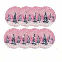 1/2/4//6/8 Christmas Themed Christmas Tree And Snowflake Snowman Garland Placemats, 15 Inch Single-Sided Circular Party Placemats, Suitable For Party Kitchen And Dining Decoration, Banquet Decoration, Very Suitable For Christmas Home Decoration - Multicolor - View 21