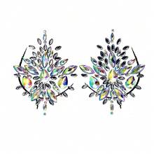 2pcs Disposable Self-Adhesive Resin Rhinestone Breast Stickers, Suitable For Music Festivals And Party Decoration - Multicolor - View 3