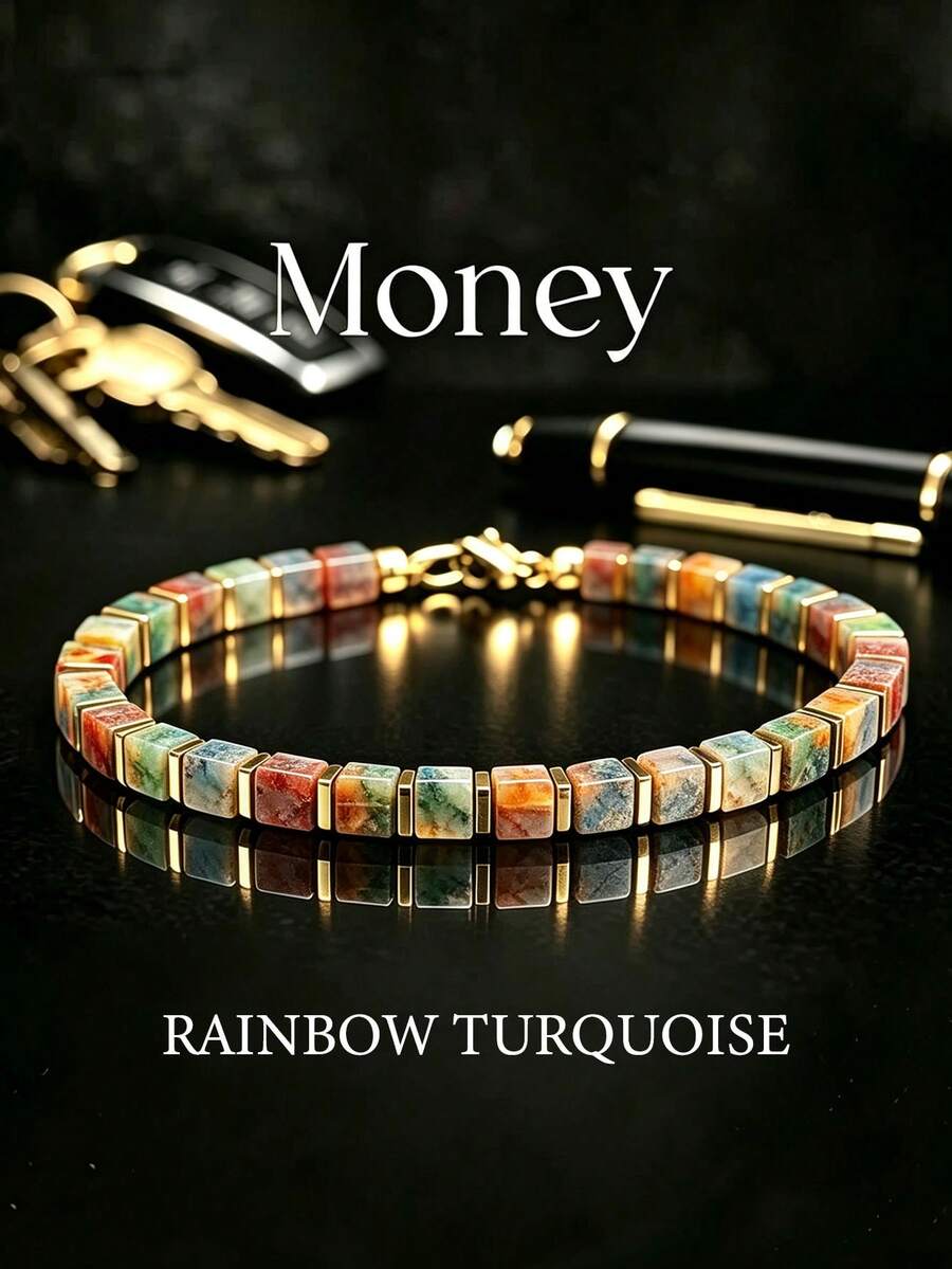 Gelang persegi berwarna turquoise 1 buah ini adalah pilihan tepat untuk dipakai sehari-hari dan juga menjadi hadiah yang indah untuk teman. - Cantik Sekali - View 1
