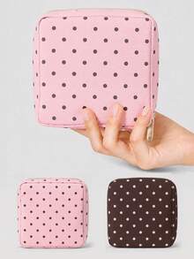 Polka Dot Pattern Sanitary Napkin Storage Bag, Compact Women's Hygiene Products Storage Bag, Girls Mini Bag, Minimalist Multi-Functional Coin Purse, Makeup Bag, Sanitary Napkin Storage Bag, Suitable For School, Work, Travel, Elegant Holiday Travel Small Bag, Travel Essentials, Back To School Must-Haves, Vacation Essentials - Multicolor - View 1